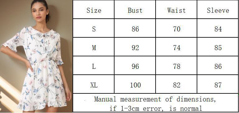 Women's 2025 summer sweet floral chiffon dress with flared sleeves, slim fit and versatile A-line skirt