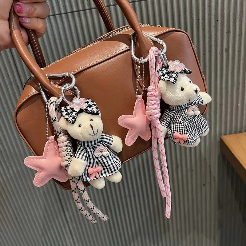 Fashion Little Bear Key Chain five-pointed star braided rope Pendant girl Backpack decoration 251110