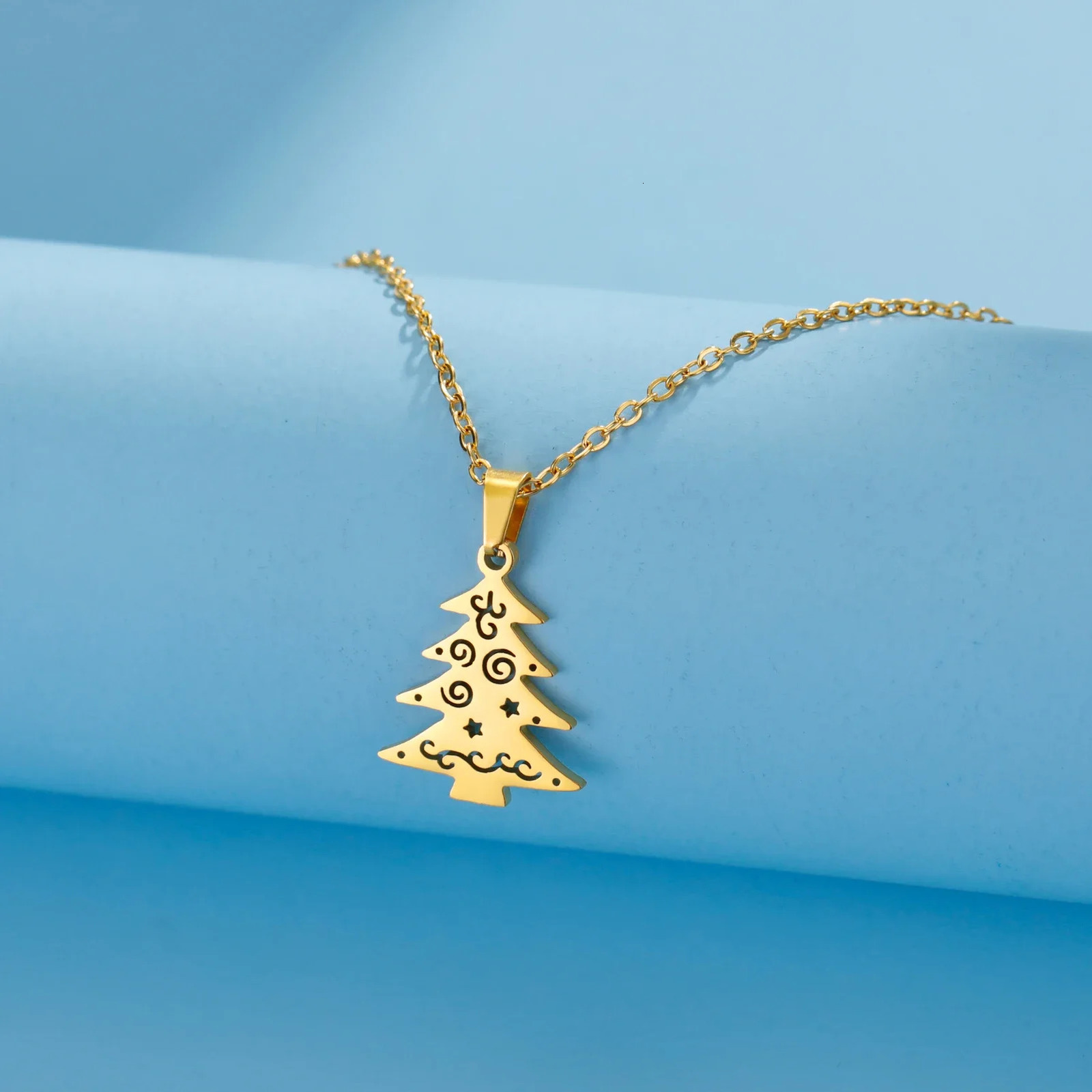 Love Snowman Christmas Tree Pendant Stainless Steel Necklace Mens and Womens Fashion Trend Jewelry Product 2025 251031