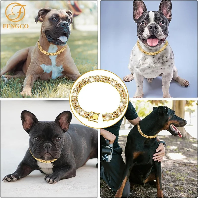 Dog Chain Collar y Gold Pet Metal For Small Medium Large Dogs Cats Jewelry Necklace Accessorie 251110