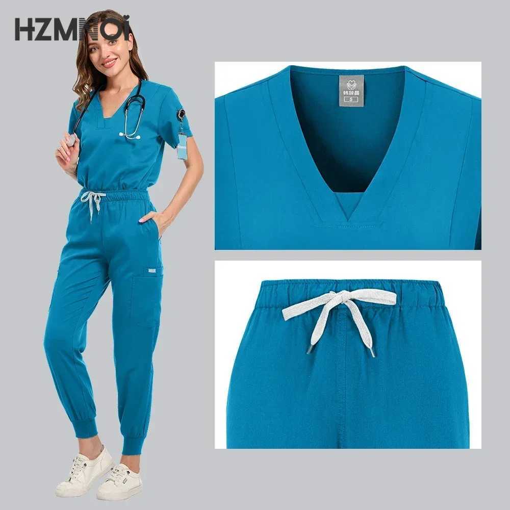 Woman Scrub Set Medical Nurse Surgical Uniforms Beauty Sn Workwear Clinical Scrubs Top + Pants Spa Doctor Nursing Tunic Suit X2504101