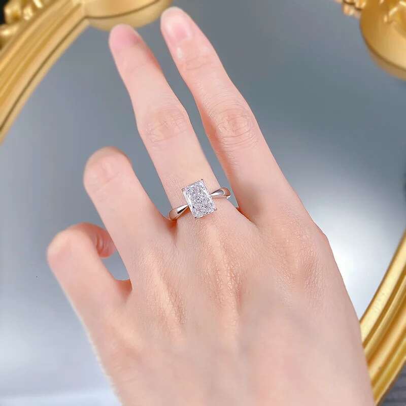 2025 Ice Cut Sparkling White Moissanite Diamond Eternity Pure 100% 925 Sterling Silver Party Women Jewelry Wedding Ring Gift