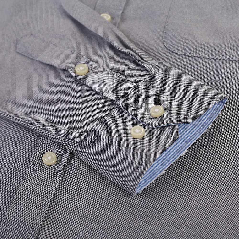 Mens Fashion Long Sleeve Oxford Work Shirt Single Patch Pocket Simple Design Embroidered Regular-fit Casual Button-down Shirts K251110