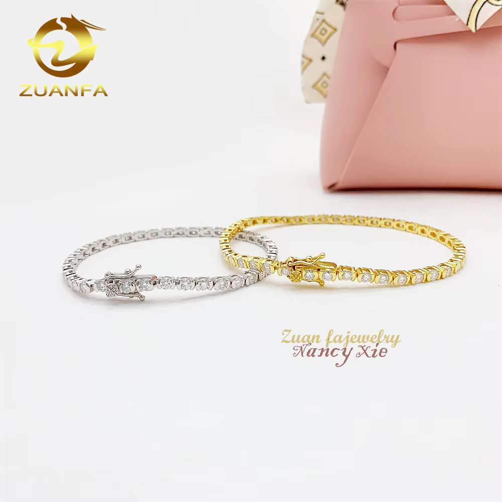 Moissanite Iced Out Jewelry 925 Sterling Silver Diamond Gemstone Bracelet Custom Moissanite Charm Tennis Bracelet Women