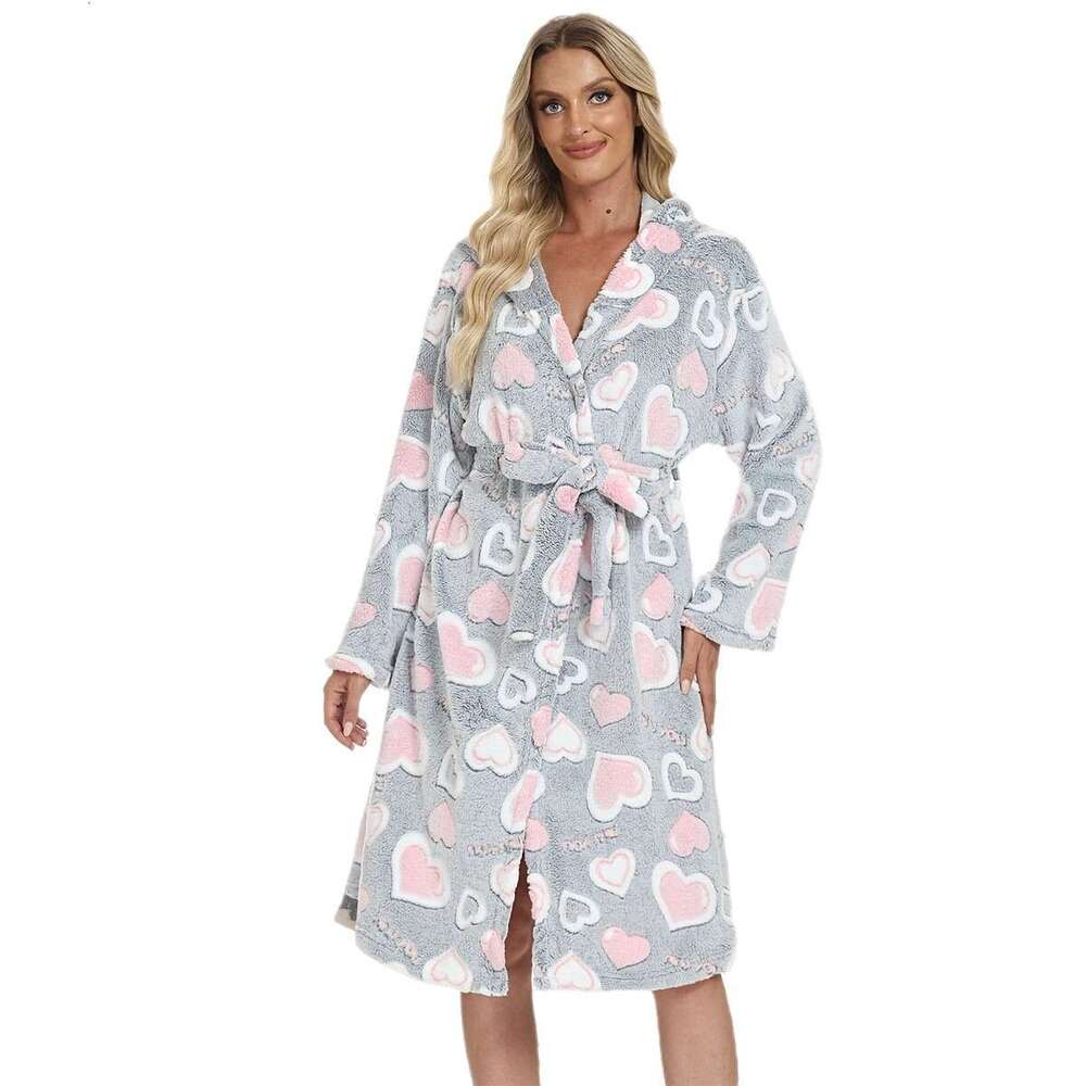 Women's Winter Pajamas Coral Fleece Thickened Sleeve 2025 New Hooded Robe Flannel Loungewear Long Style Warm Luxury