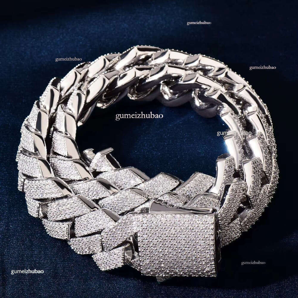 Wholesale 20mm Rhombic k Bracelet Necklace Gold Brass Iced Bg Cubic Zircon Dia Miami Cuban ks Chain Jewelry