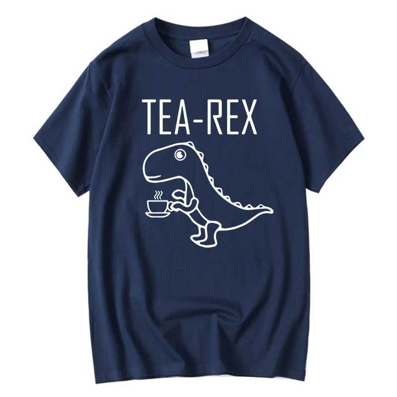 Mens high-quality 100% cotton cool and funny summer casual dinosaur design print O-neck mens T-shirt mens T-shirt mens top M250411