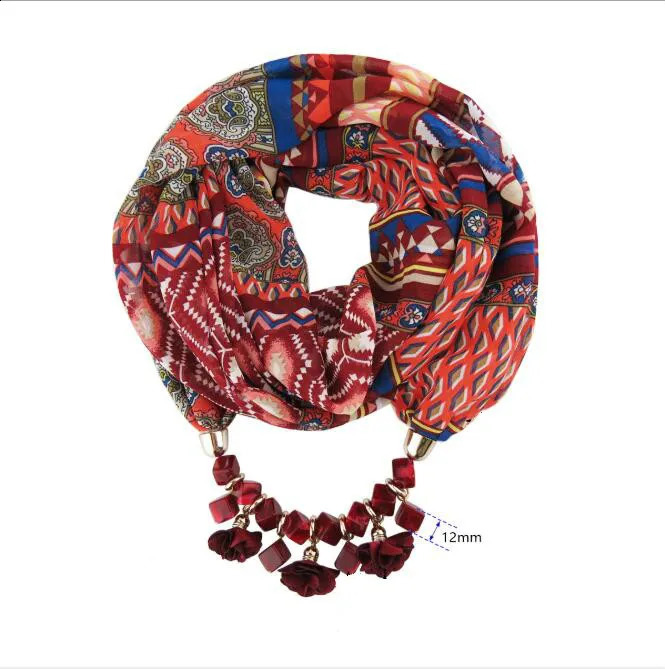 Womens printed chiffon rings scarves headscarves multi style jewelry necklaces flower pendants scarves womens clothing accessories wholesale 250409