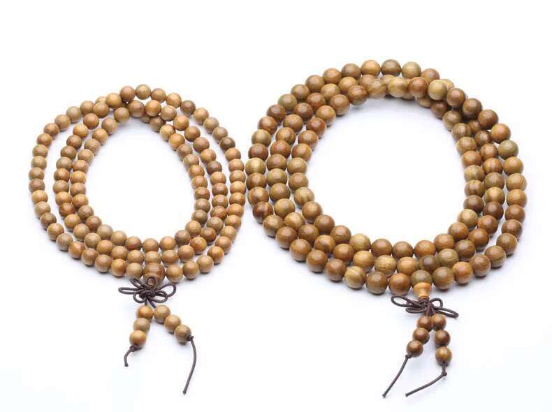 Natural Green Sandalwood Prayer Wooden Beaded Bracelets 108 Malas Bracelet Tibetan Buddhist