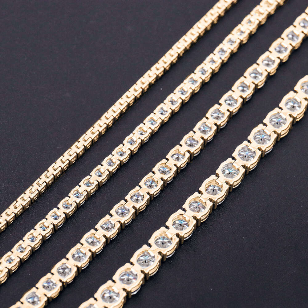Wholesale Ice Out 3mm VVS DEF Moissanite Diamond Tennis Bracelet 925 Sterling Silver 10K 14K 18K Gold Chain Hip Hop Jewelry
