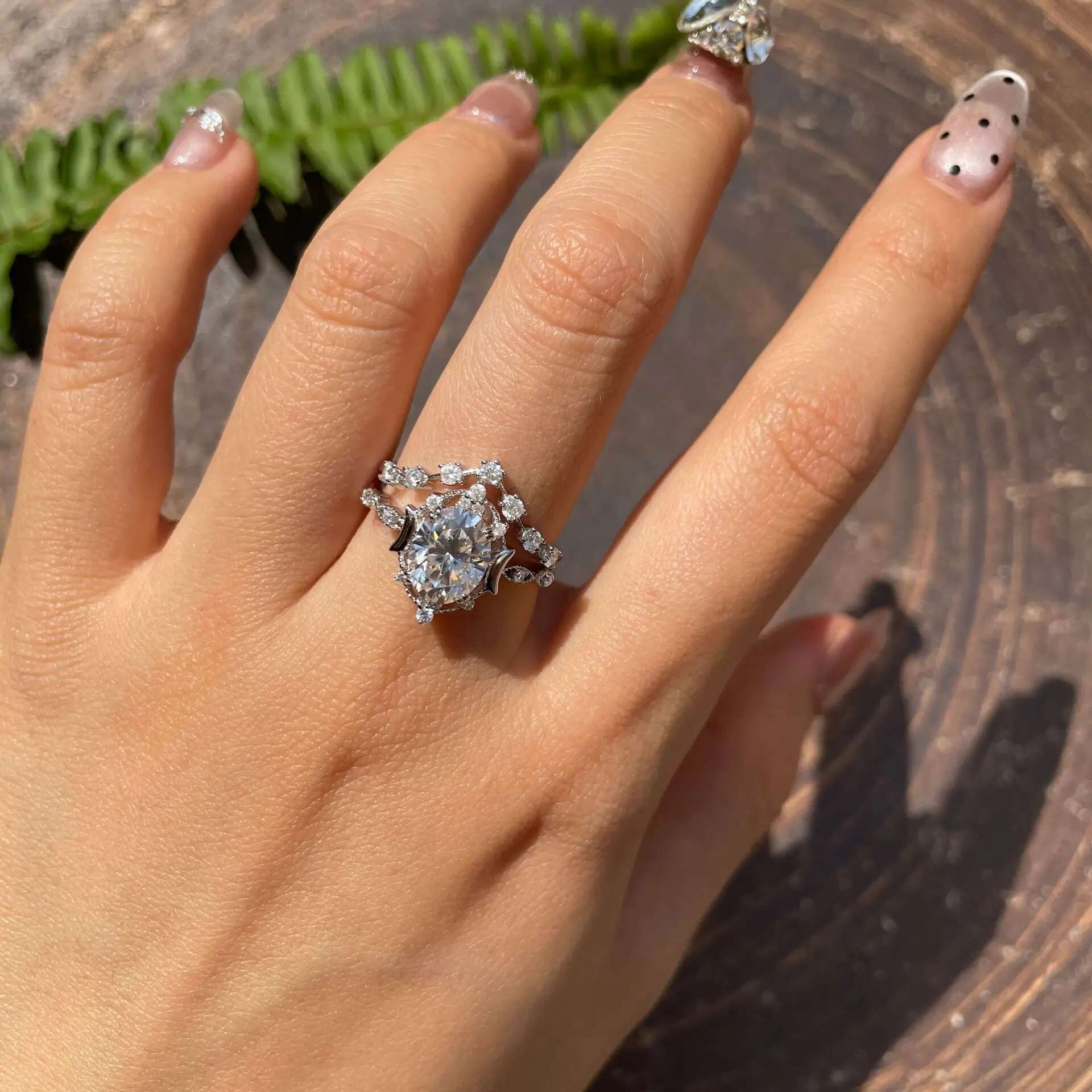 2CT Oval Full Moissanite Diamond D Color Womens Ring S925 Sterling Sliver 18K White Gold Rings Pendant Fine Jewelry for Women