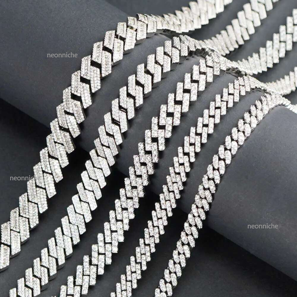 20mm Hip Hop Vvs Moissanite Dia k Mens Jewelry Oem Sier Iced Out Cuban Chain
