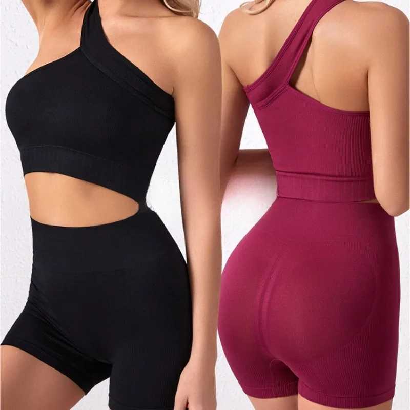 Seamless Track Set for Womens Fitness Equipment Rib Yoga Clothes Running Bra Mattless Fitness Clothes with Leg ExerciseW250411