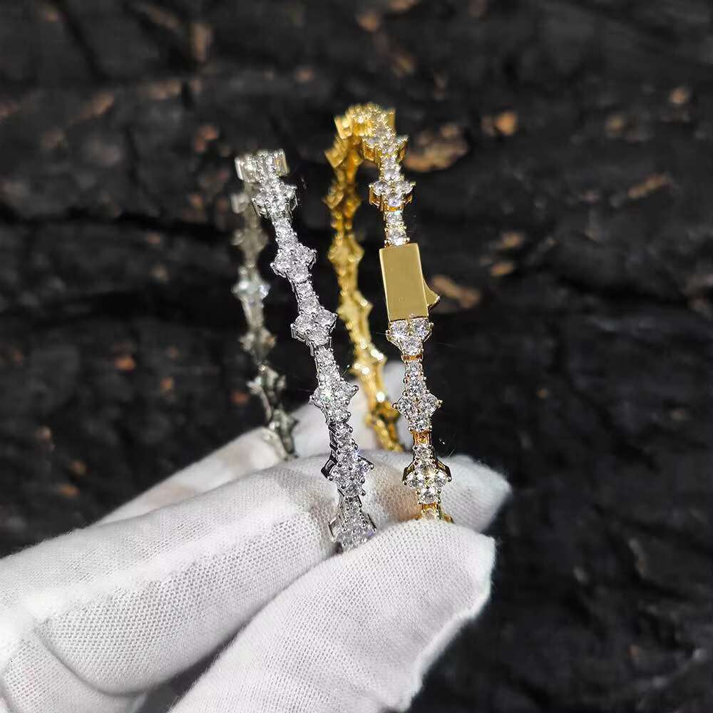 Europe and the United States 6.5mm Moissanite Jewelry Aircraft Tennis Chain S925 Silver Womens Bracelet Wholesale Customization