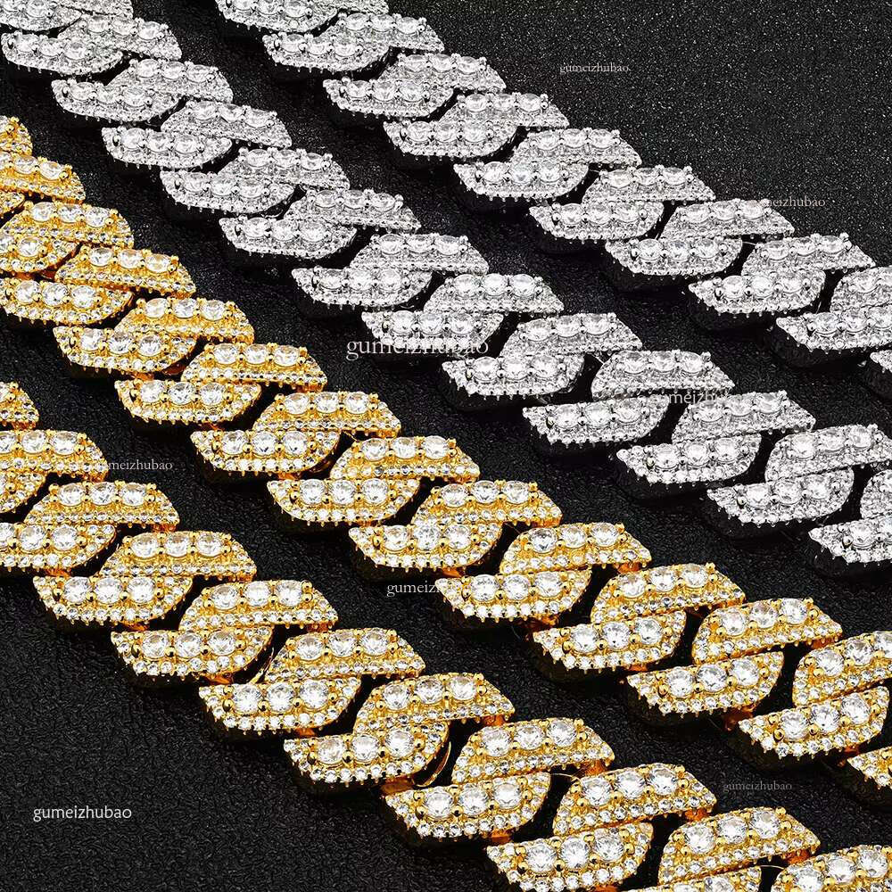 Hiphop Bust Down Sterg Sier Necklace Vvs Moissanite Dia 15mm Iced Out Cuban k Chain