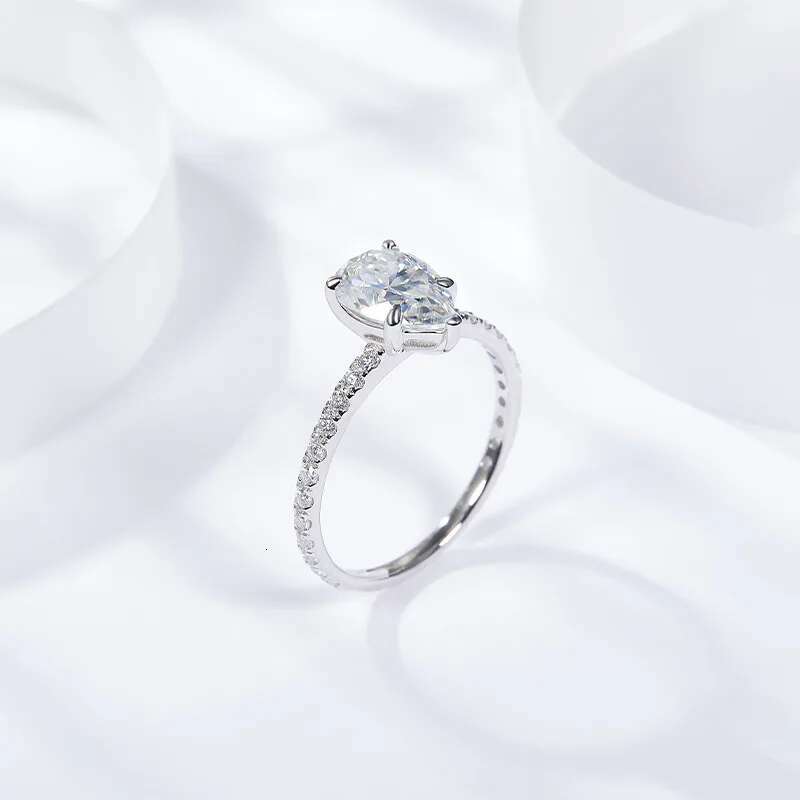 1.6CT Pear Full Moissanite Diamond Luxury Shaped Ring Wedding Rings 925 Sterling Silver 18k White Gold Top Quality for Women New
