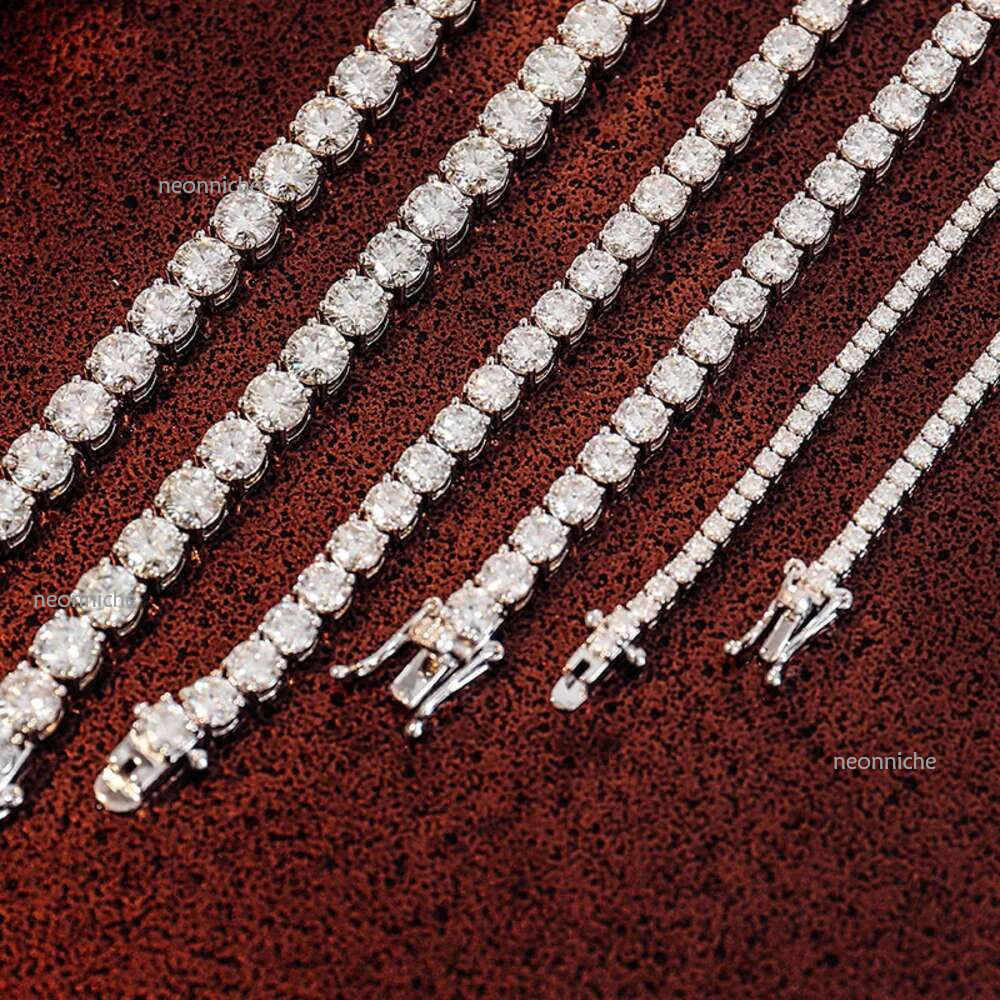 Sterg Sier Moissanite 2mm-5mm Iced Out Vvs Dia Solid Pave Setting Tennis Chain for Christmas Gift