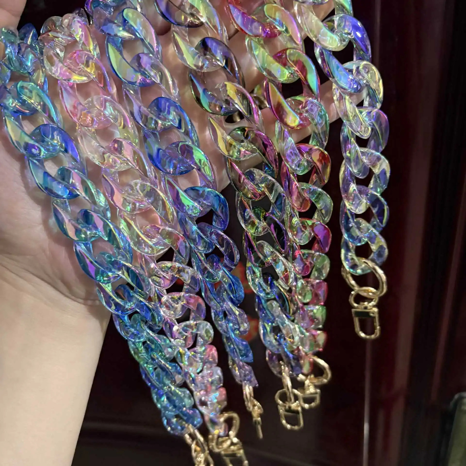 Colorful Resin Chains for Womens Bag Shoulder Strap Acrylic Chain Purse Replace Handle Handbag Parts Hardware Accessories 251110