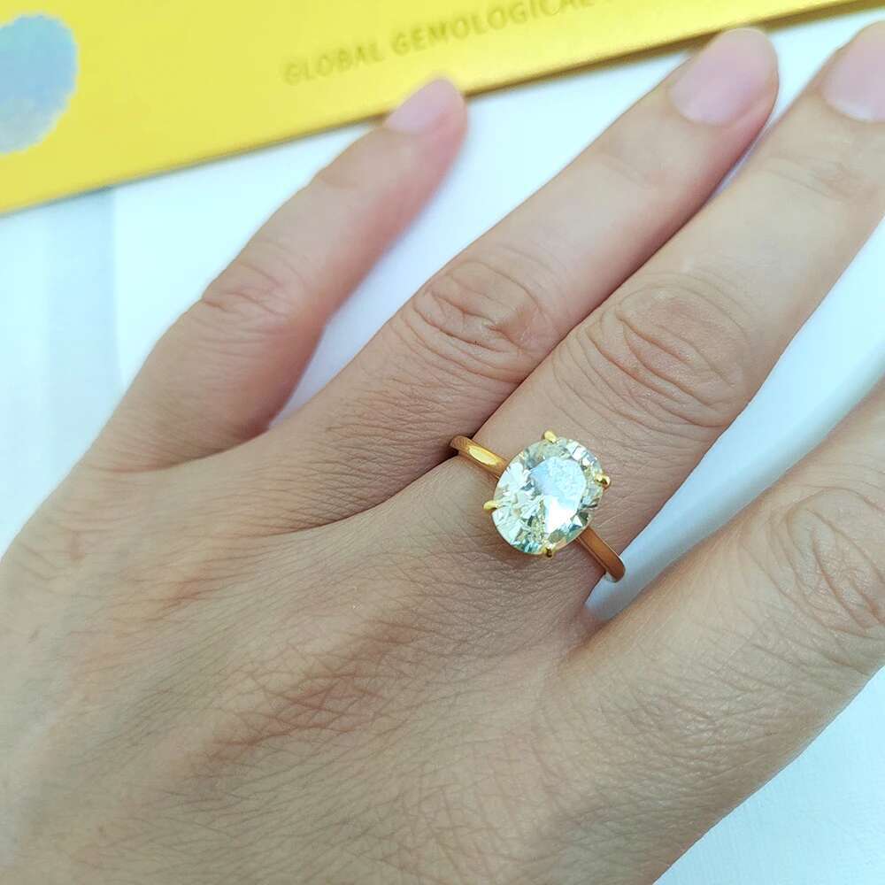 4ct 8x11MM Oval Moissanite Wedding Ring for Women Super Flash Engagement Anniversary Jewelry S925 Silver Plated 18k Gold