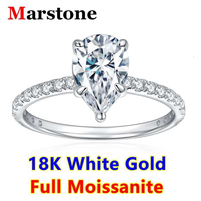 1.6CT Pear Full Moissanite Diamond Luxury Shaped Ring Wedding Rings 925 Sterling Silver 18k White Gold Top Quality for Women New