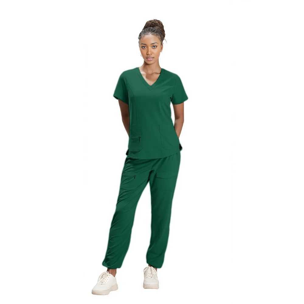 Scrubs Medical Uniform Short Slve Tops+Pants Nursing Uniform Women Pet Shop Doctor Hospital Clinic Surgery Workwear Scrub Sets X2504101