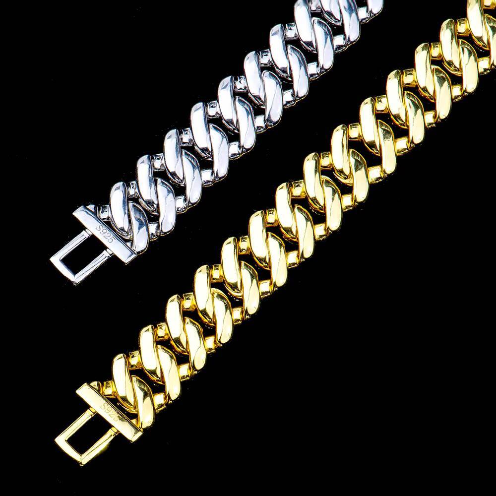 Iced Out Shiny Diamond Moissanite Bracelet Sterling Silver VVS Moissanite Rhombic Style Cuban Bracelet HipHop Jewelry for Men