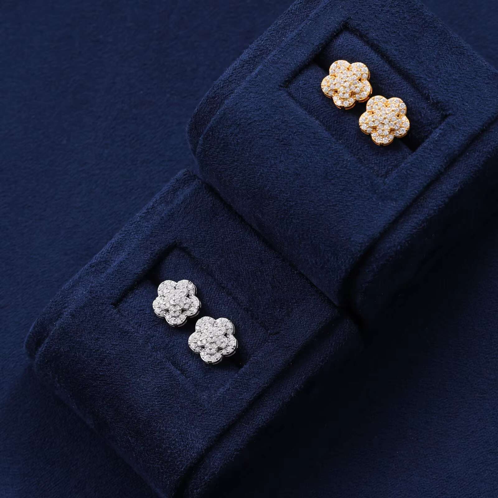 Drop Shipping Factory Price VVS Moissanite Diamond 3 Layer Ice Out Earrings 925 Silver FlowerStud Earrings for Man Woman