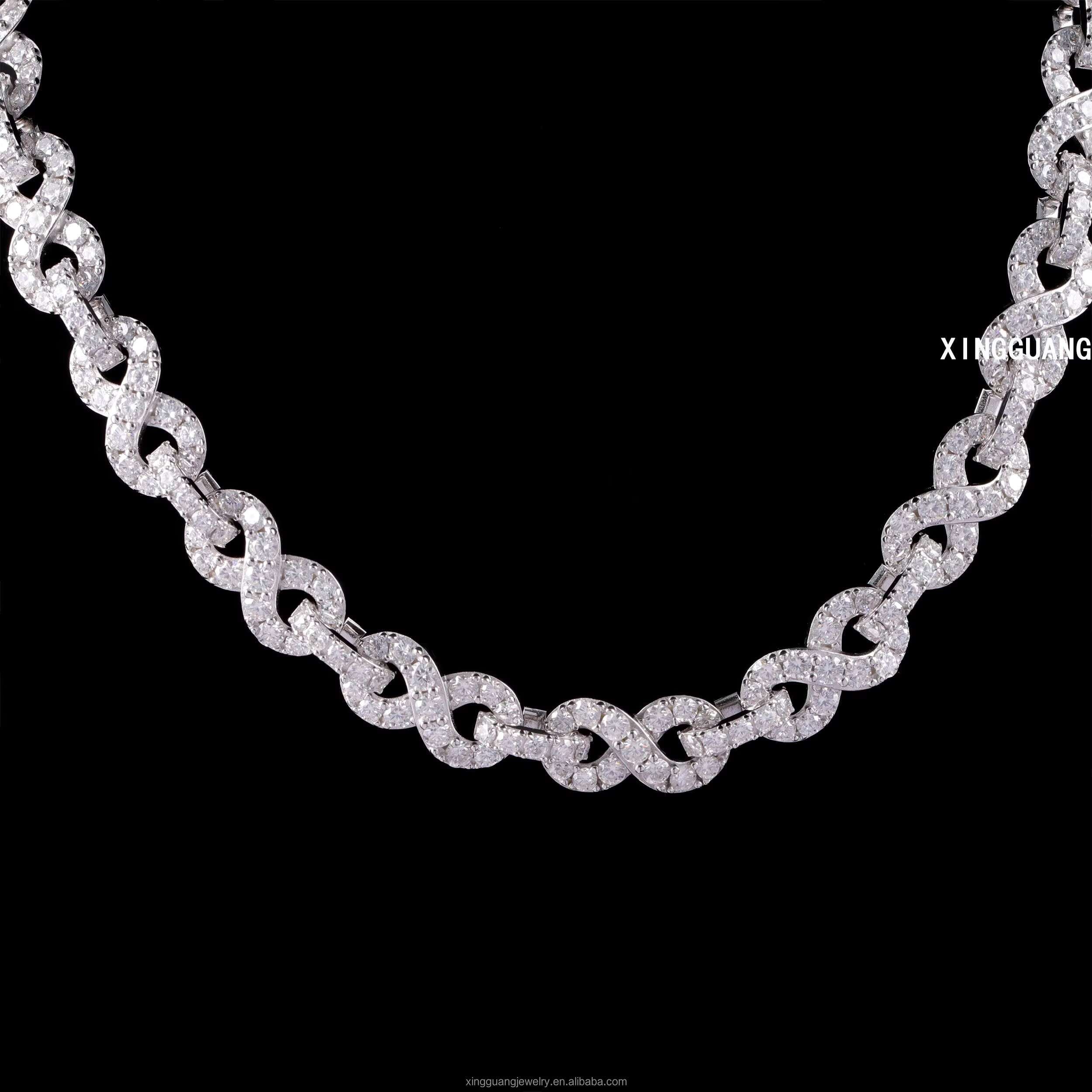 NEW Fashion 18k Gold Plated 13mm Hip Hop VVS Moissanite Diamond 925 Sterling Silver Cuban Link Chain Come with GRA Certificate