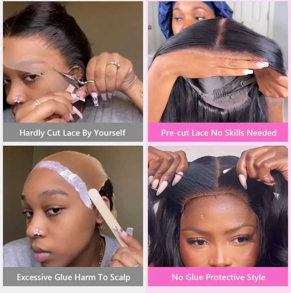 Wear And Go Glueless 55 6x4 HD Lace Closure Wig Straight Lace Front Human Hair Wig Pre Plucked Hairline Pre Cut Human Hair WigsT251111