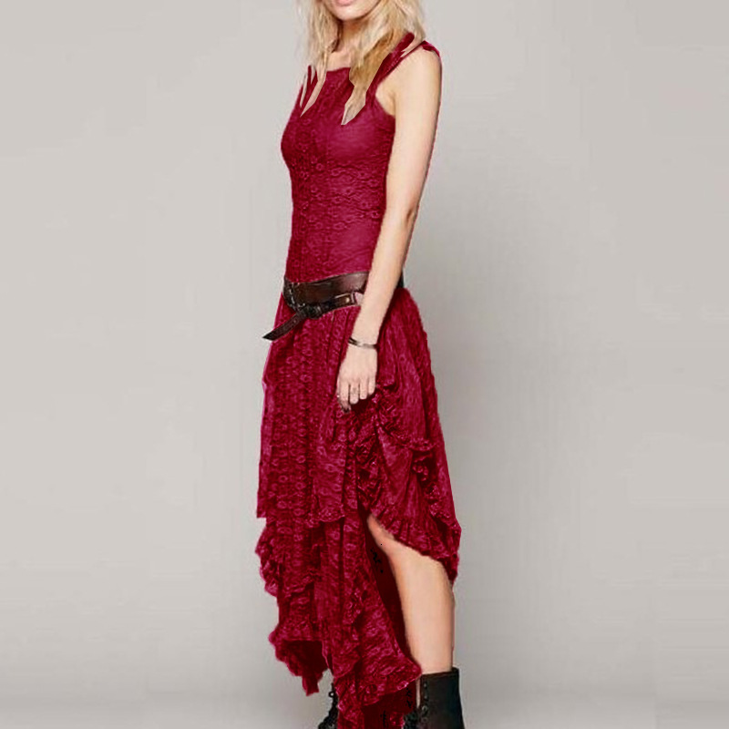 Fashion Women's Irregular High Low Lace Sexy Long Dress