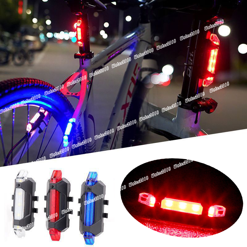 5 LED USB Rechargeable mountain Bike Tail Warning Light Rear Safety Lamp Cycling Bicycle Reflector lights