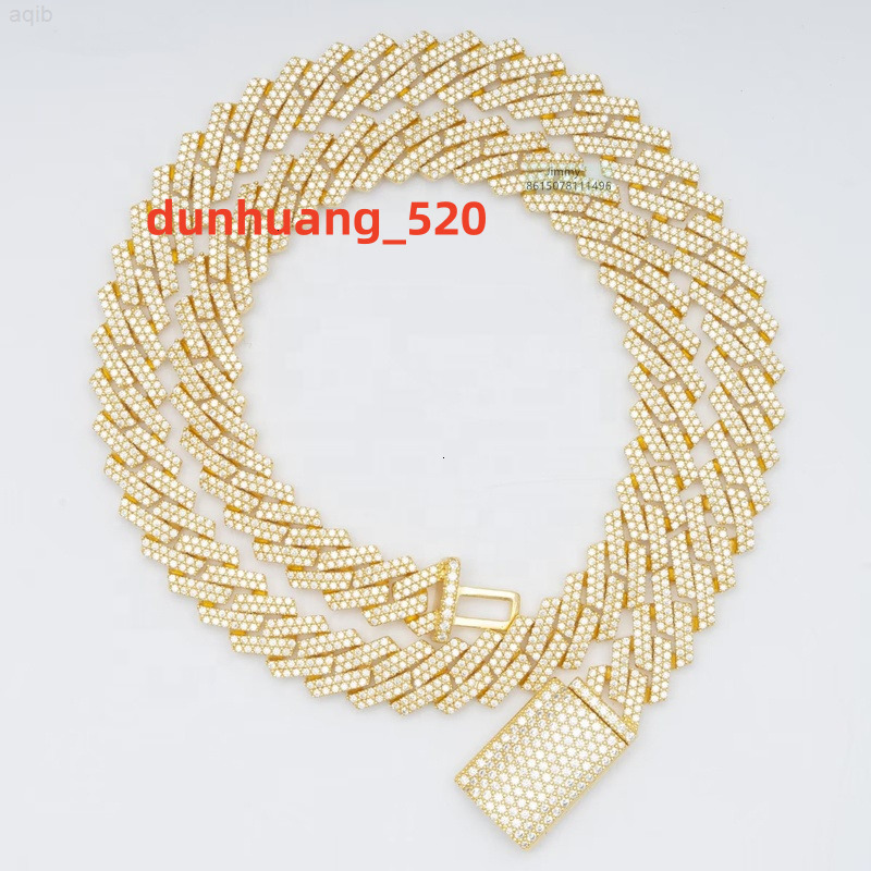 Ready to Ship 10mm Pass Diamond Tester in Stock Iced Out Two Row Stone Vvs Moissanite Cuban Chain Necklace