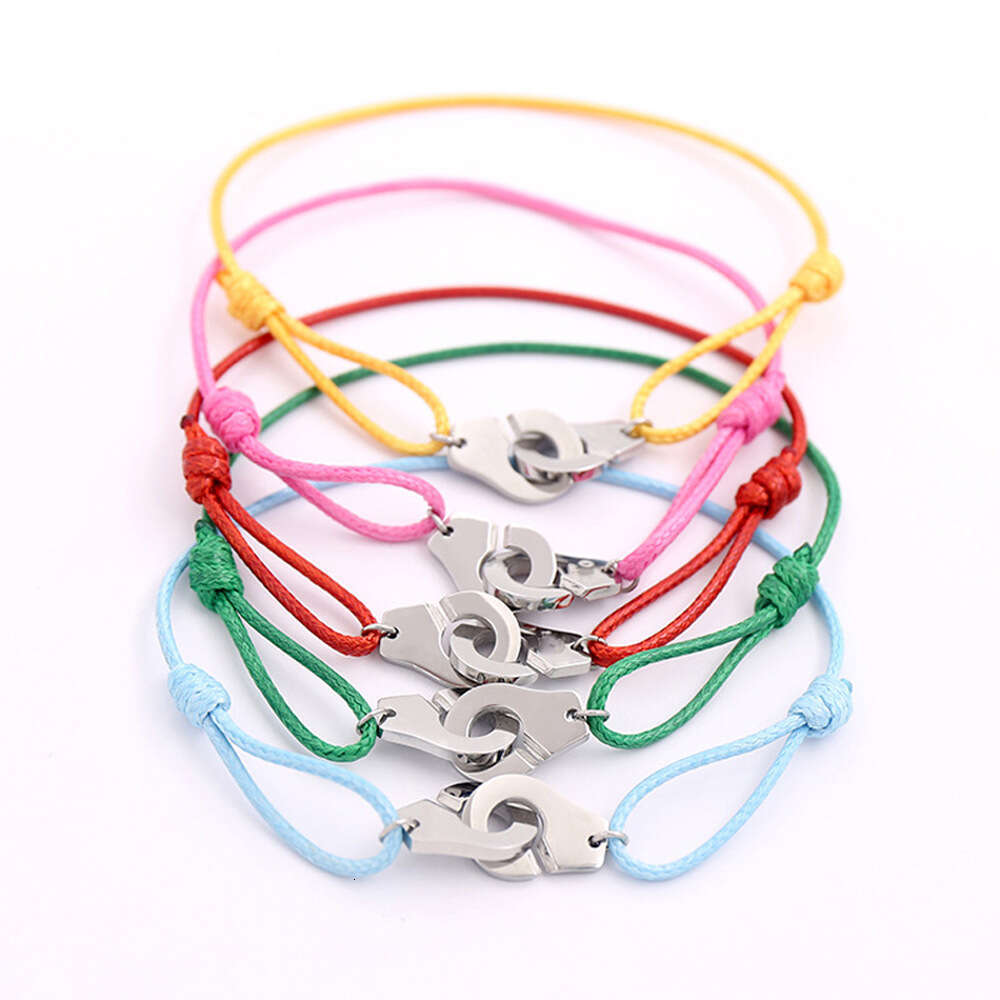 Classic handmade woven titanium steel handcuffs, couple leather bracelets, multiple color matching accessories in Yiwu