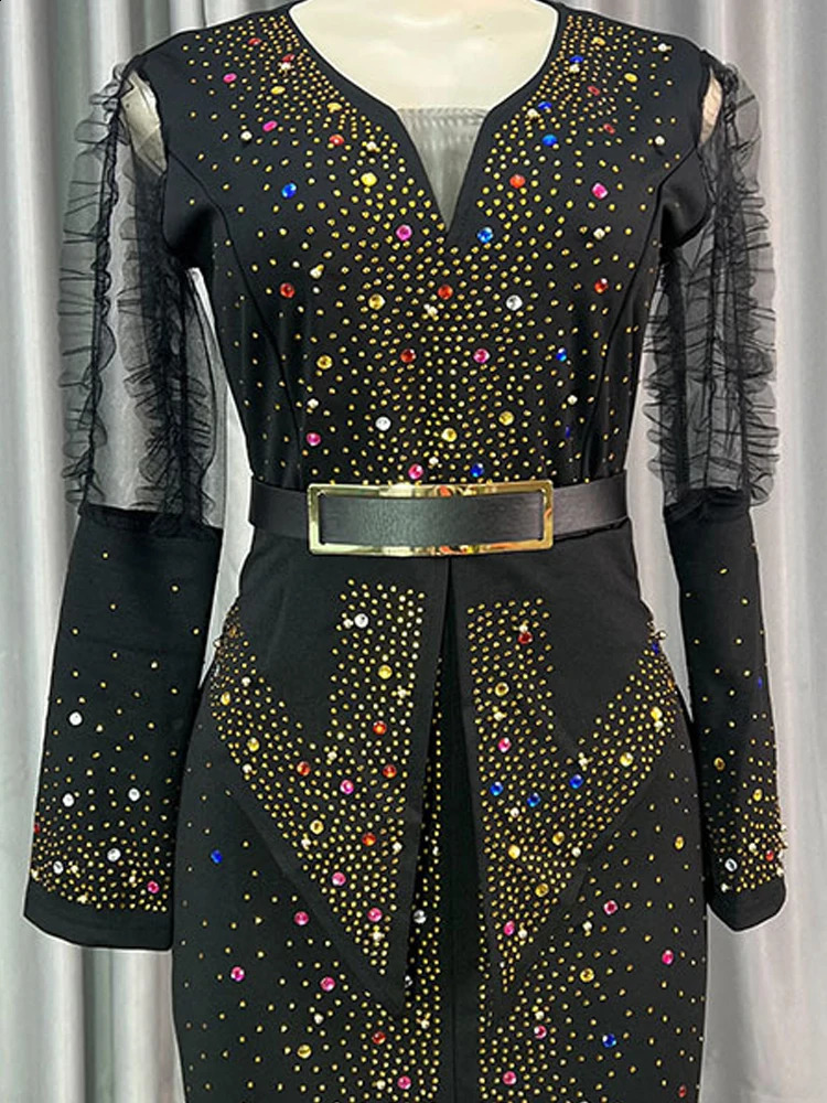 Party Evening Dress Womens Puff Sleeves Maxi African Dashiki Diamond y Birthday Ball Kaftan 250411