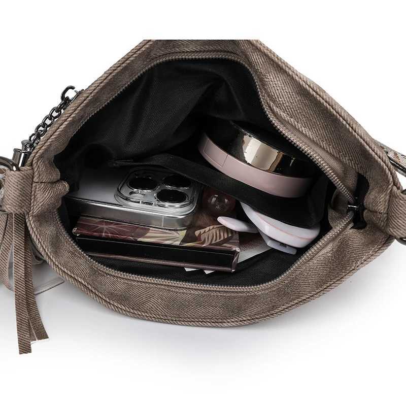 New style womens bag - multi-zipper pocket vertical style womens crossbody bag high-end texture diagonal strap bag jacquarT251110