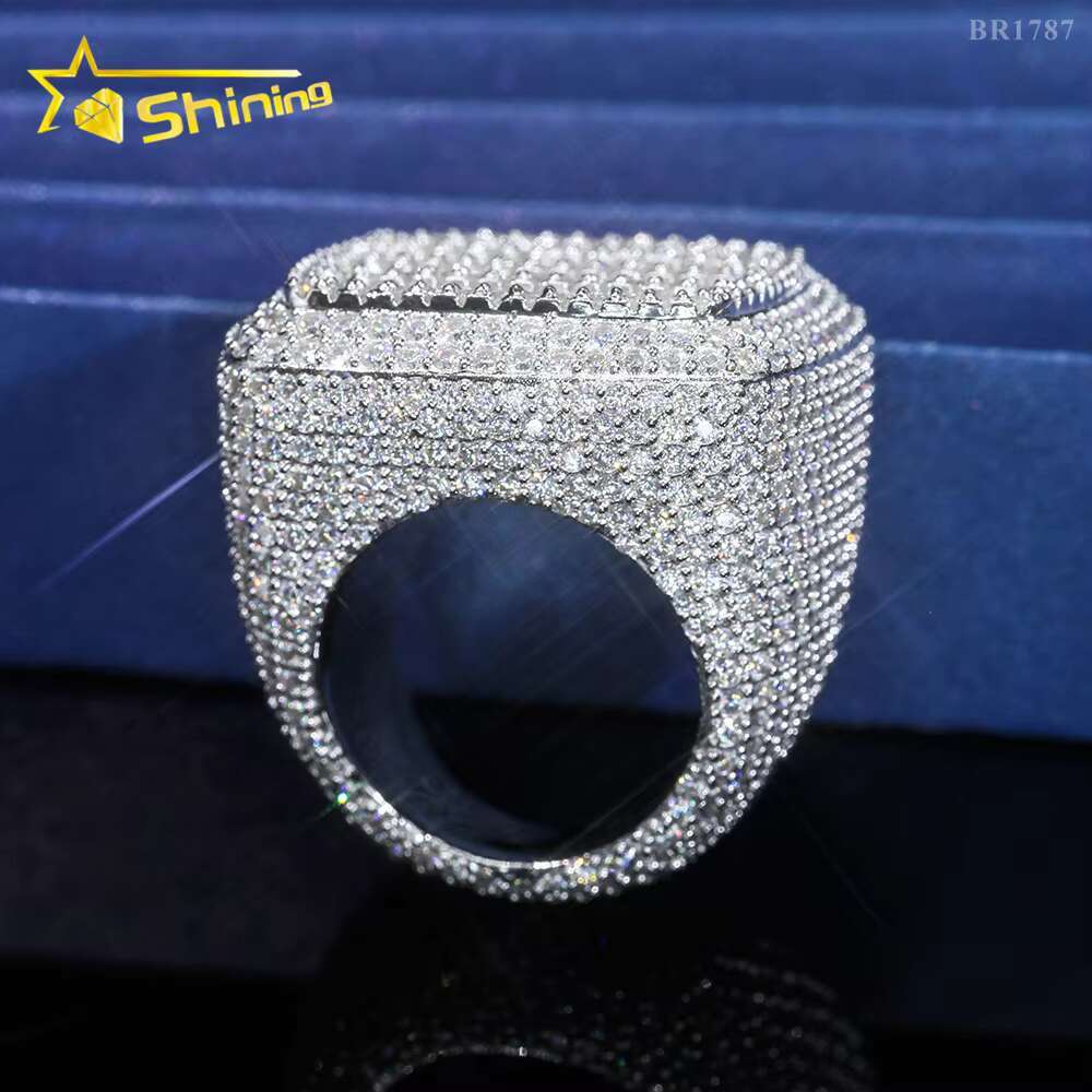 Luxury Style Ready to Ship Lab Diamond Jewelry Custom Ring Silver 925 Vvs Moissanite Iced Out Hip Hop Jewelry Mens Ring