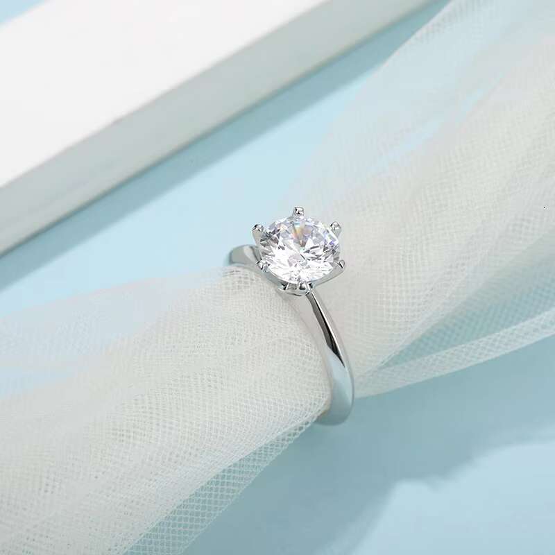 925 Sterling Silver Brilliant Cut 2.0ct VVS Moissanite Iced Out Ring Engagement Custom Promise Rings for Women