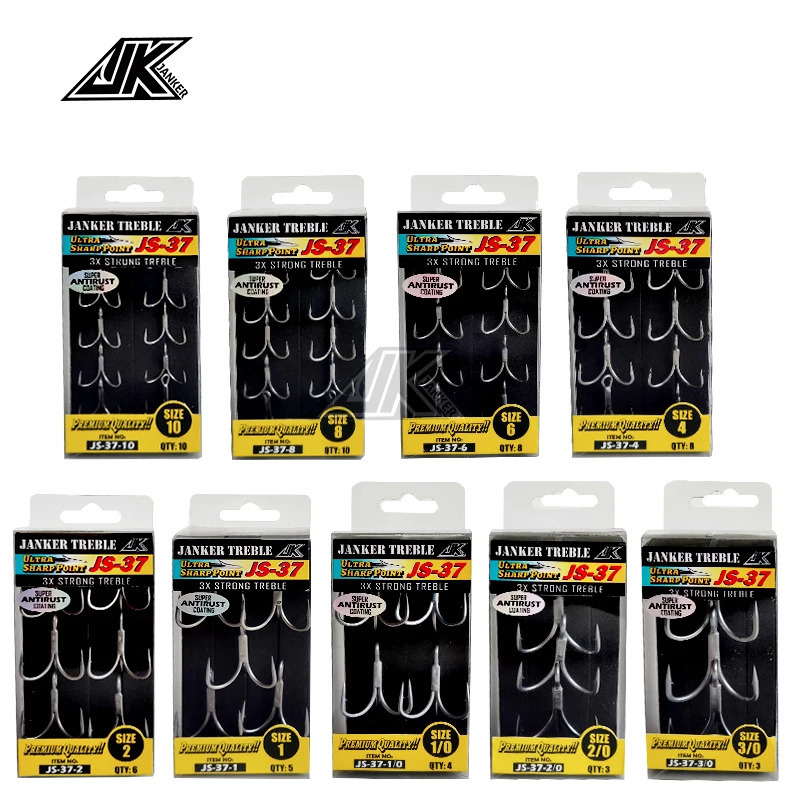 JK JS37 Triple Fishing Gray Color 3X Strong Treble Hooks super antirust Fishhook Fishing Tee Hook10110 20 30 Seafishing 251103