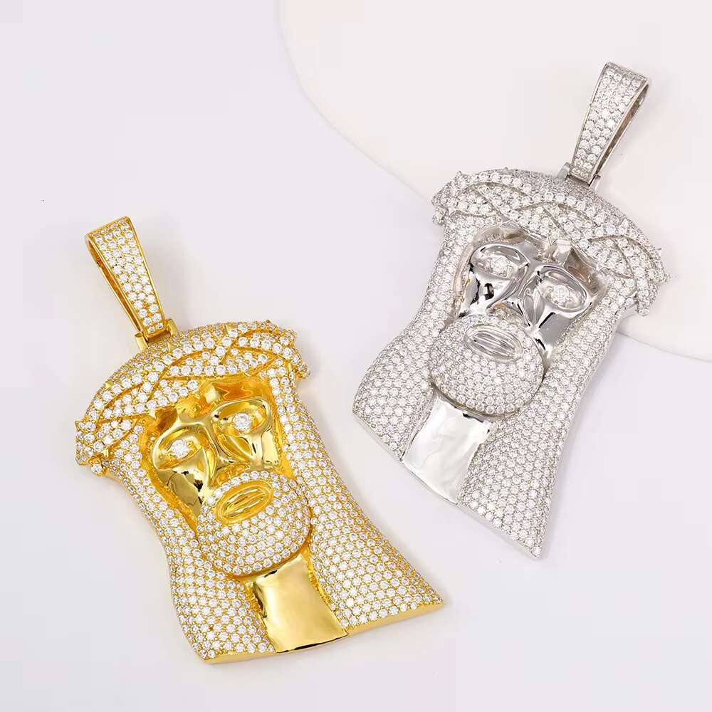 Custom Mens 925 Sterling Silver Big Jesus Pendant Hip Hop Style Ice Out Moissanite Silver Yellow Gold Plated Fine Pendants