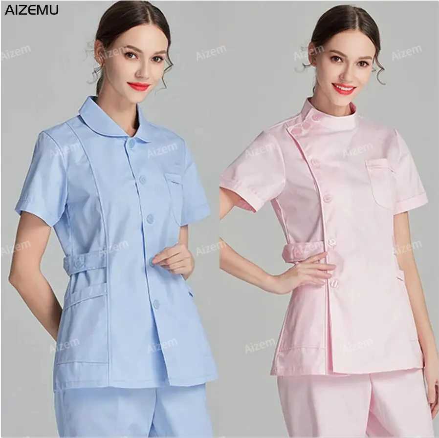 Blue Long Sleve Scrubs Top Nurse Uniform Laboratory Coat Doctor Uniform Womens Clothing Beauty Sn Work Clothes X250410