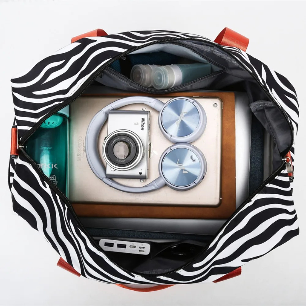 Portable Large Capacity Travel Duffle Bag with Animal Print Nylon Storage Bag Waterproof Luggage Handbag Women 251110