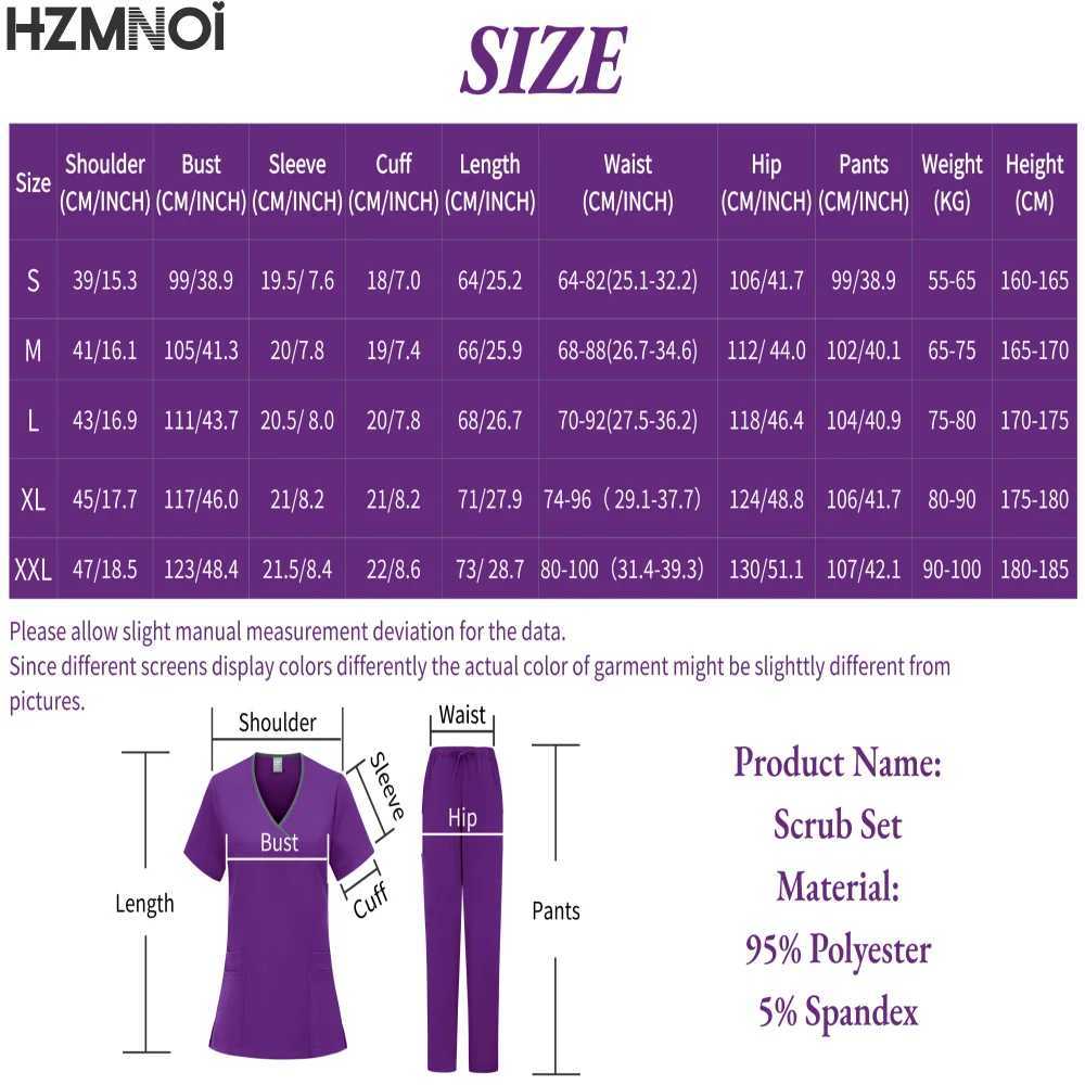Multicolor Clinical Scrubs Clothes High-end Top+Pants Nursing Uniform Women Men Medical Surgery Uniform Nurse Workwear Scrub Set X250410