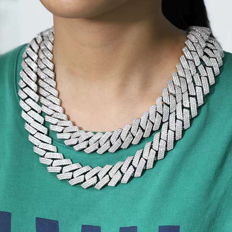 XG RTS 19 mm Wide 3 Rows Diamond Cuban Chain Iced Out Moissanite Chains Solid Heavy S925 Silver Fine Jewelry Necklaces