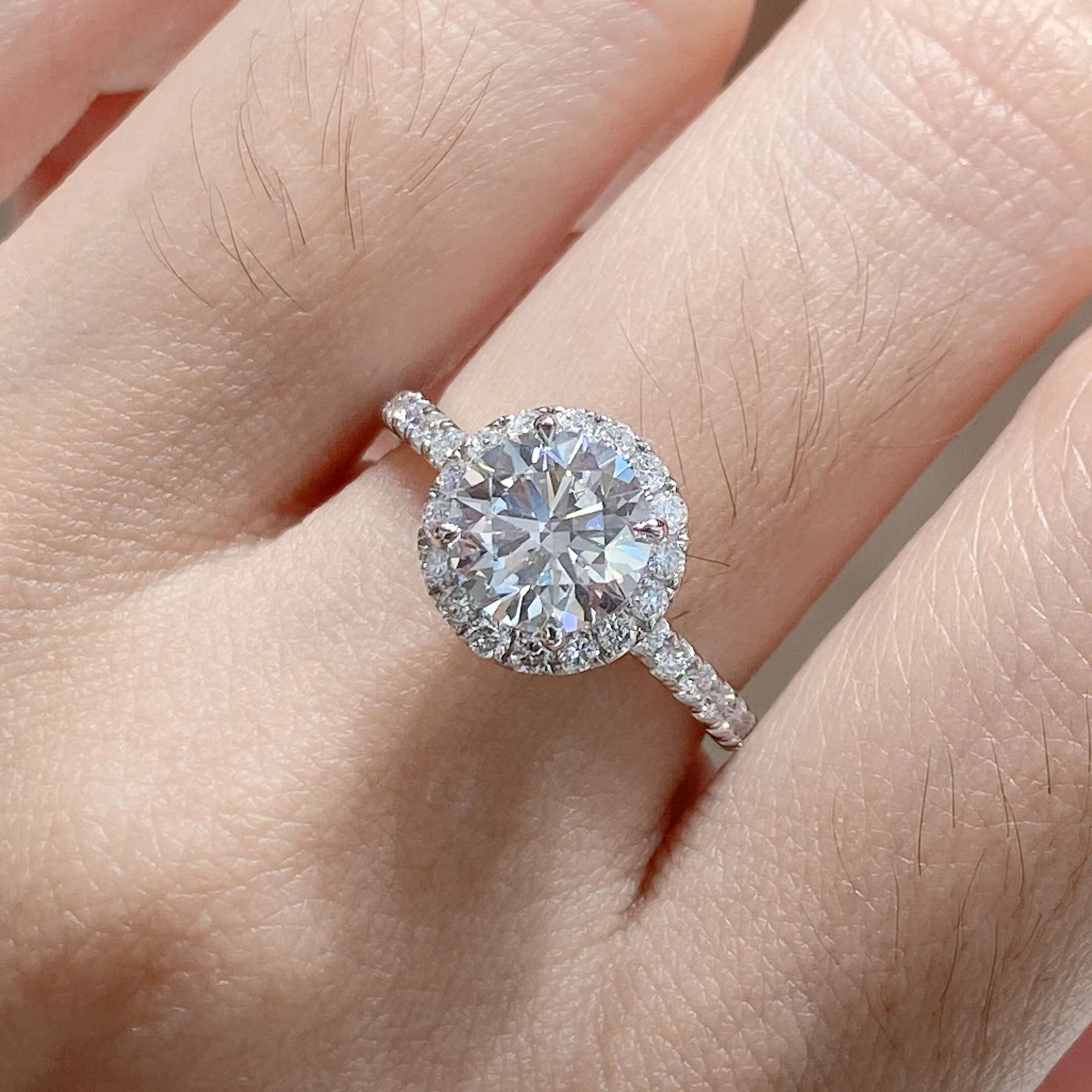 18K Real Gold IGI CERTIFIED Lab Grown Diamond 1Carat 2ct Solitaire Halo Round Cut Custom Jewelry Women Wedding Engagement Rings