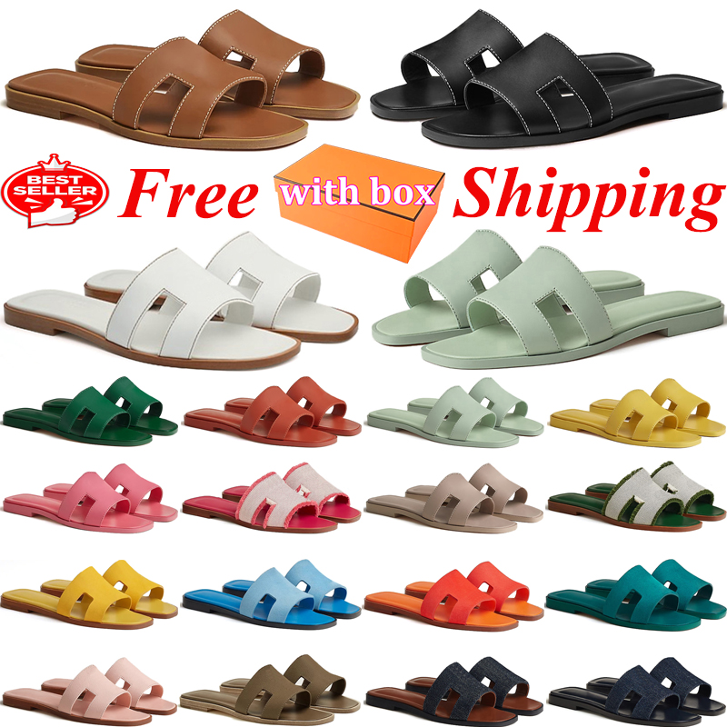 free shipping slippers designer sandals women's Fashion Luxury Slide Flat shoes Summer Beach Slippers Brown Sandal with box