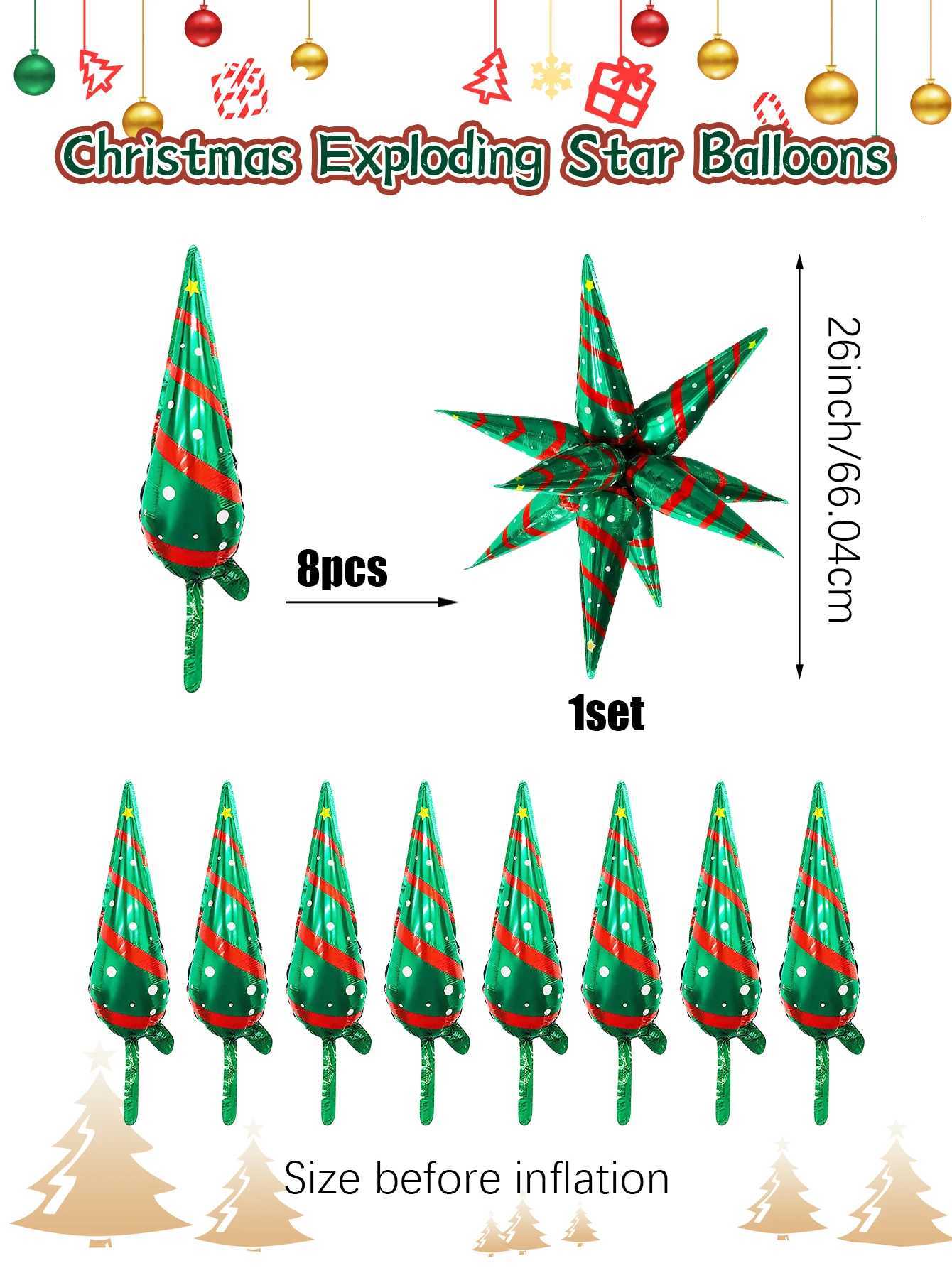 Christmas Christmas Exploding Star Aluminum Foil Balloon Christmas Party Birthday New Year Santa Claus Snowman Party New Years Eve Y251111