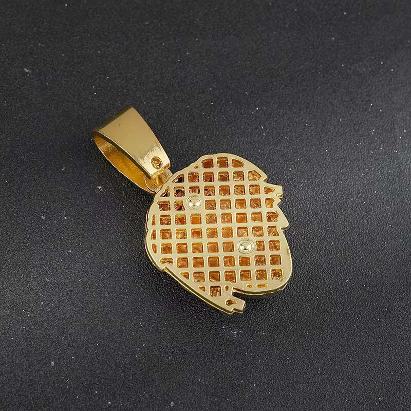 18K Gold Plated Fashion Men Women Hip Hop Necklace Rapper Figure Diamond Iced Out Pendant Necklace