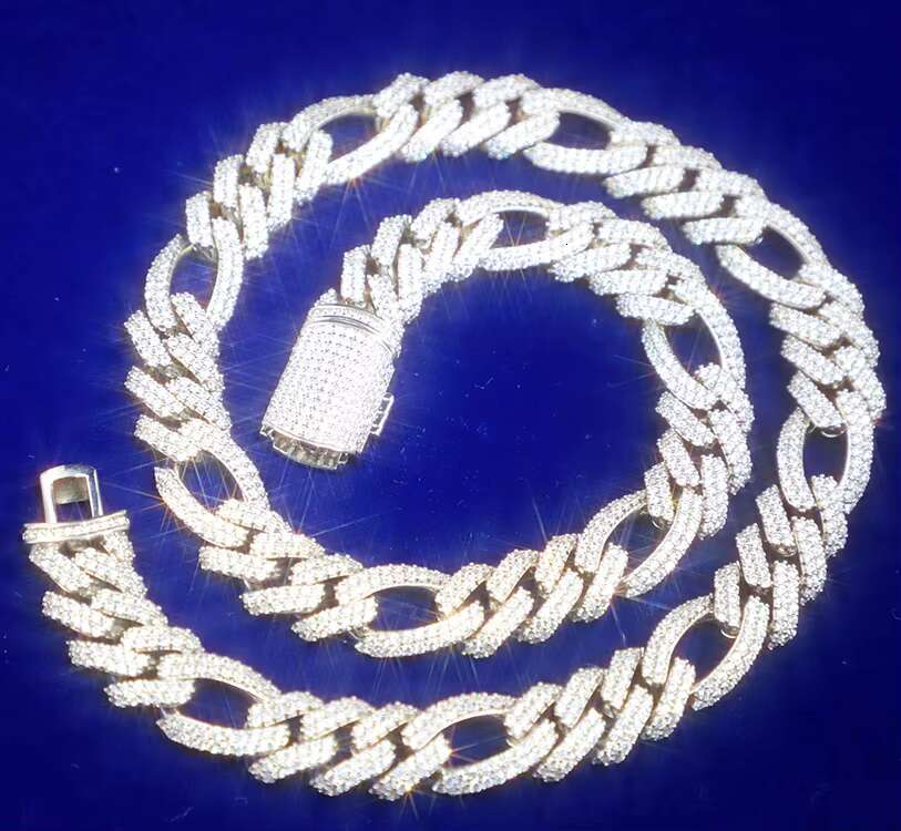 New Design Hip Hop Chain 13mm Wide 925 Silver Necklace D/VVS Moissanite Necklace Bling Cuban Link Chain