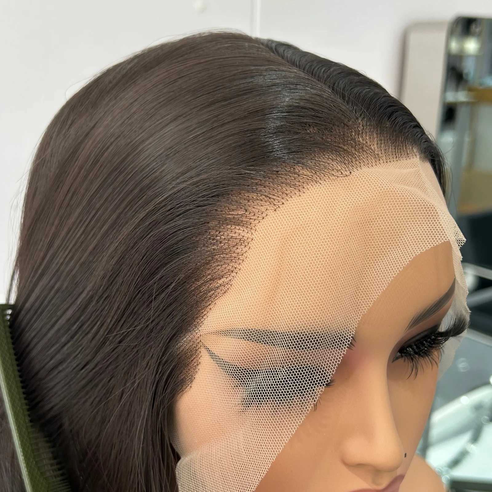 Dark Brown Long Silky Straight Synthetic Free Part Chocolate Brown Brunette Natural Heat Resistant Fiber Wigs for Women DailyT251111