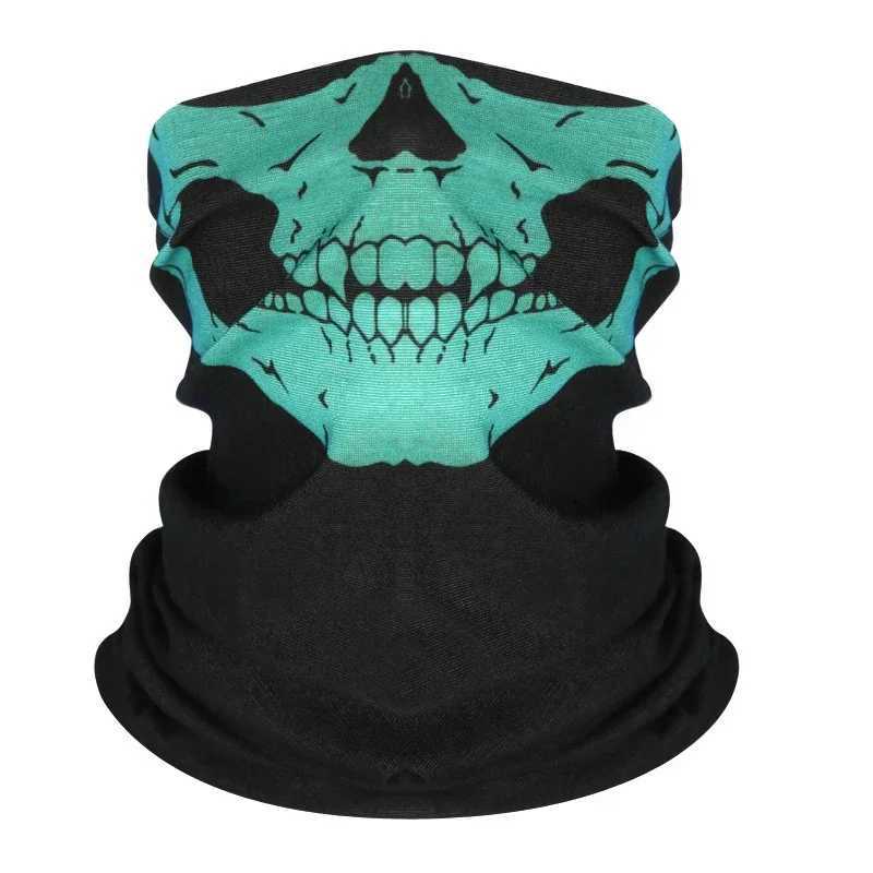1 Punk Skull Print Cycling Face Mask Riding Scarf Summer Breathable Sunscreen Neck Gaiter for Unisex Outdoor Activity Balaclava S251110